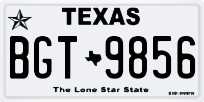 TX license plate BGT9856