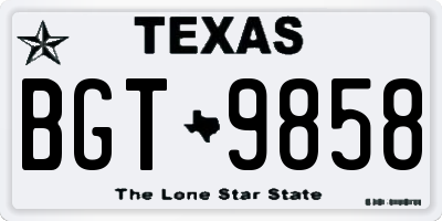 TX license plate BGT9858
