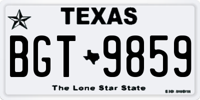 TX license plate BGT9859