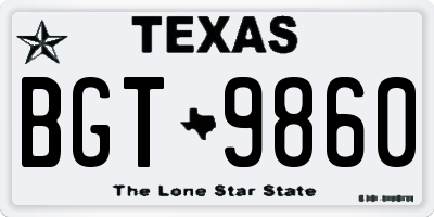 TX license plate BGT9860