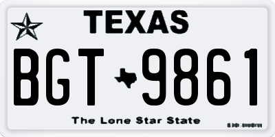 TX license plate BGT9861