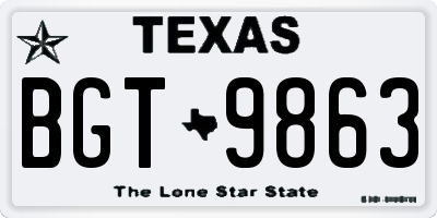 TX license plate BGT9863