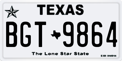 TX license plate BGT9864