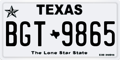 TX license plate BGT9865