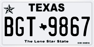TX license plate BGT9867
