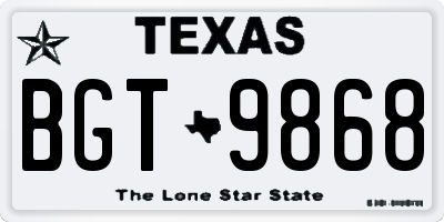 TX license plate BGT9868