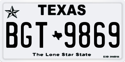 TX license plate BGT9869