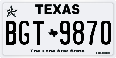TX license plate BGT9870