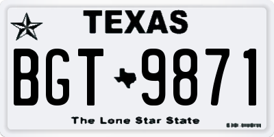 TX license plate BGT9871