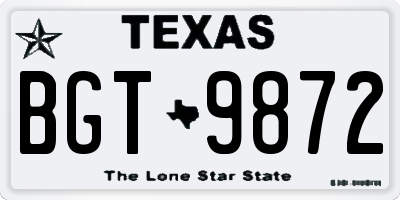 TX license plate BGT9872