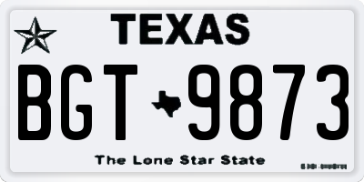 TX license plate BGT9873