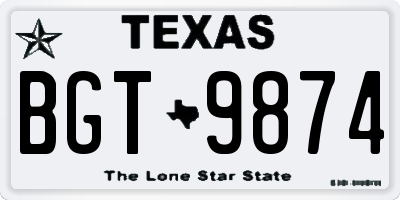 TX license plate BGT9874