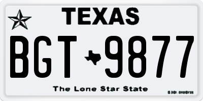 TX license plate BGT9877