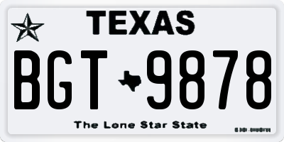 TX license plate BGT9878
