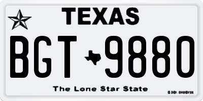 TX license plate BGT9880