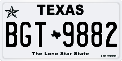 TX license plate BGT9882