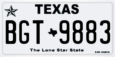 TX license plate BGT9883