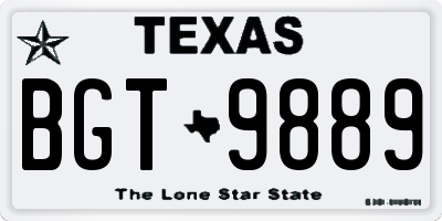 TX license plate BGT9889