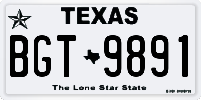 TX license plate BGT9891