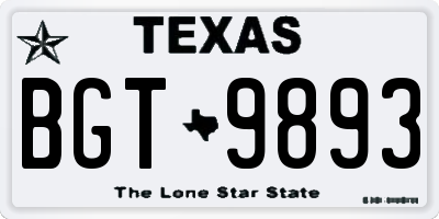 TX license plate BGT9893