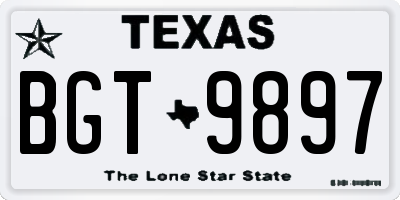 TX license plate BGT9897