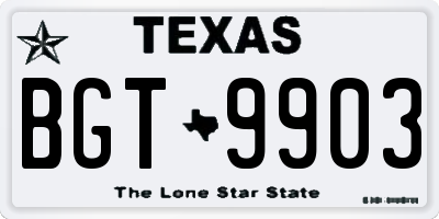 TX license plate BGT9903