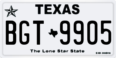 TX license plate BGT9905
