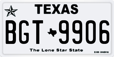 TX license plate BGT9906