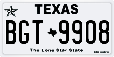 TX license plate BGT9908