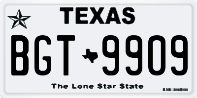 TX license plate BGT9909