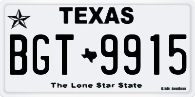 TX license plate BGT9915