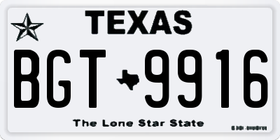 TX license plate BGT9916