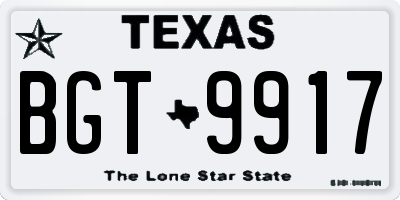 TX license plate BGT9917