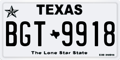 TX license plate BGT9918