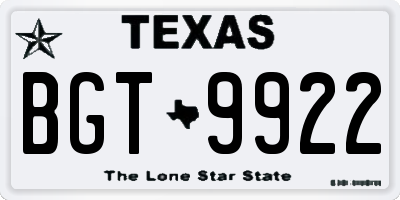 TX license plate BGT9922