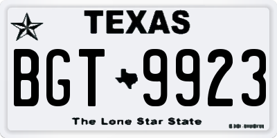 TX license plate BGT9923