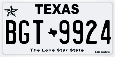 TX license plate BGT9924