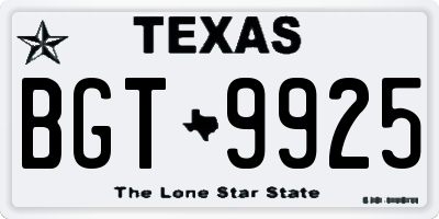 TX license plate BGT9925