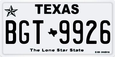 TX license plate BGT9926