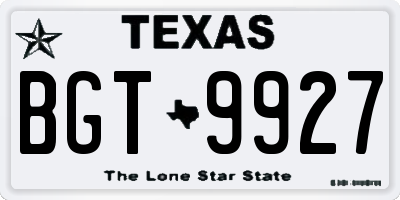 TX license plate BGT9927