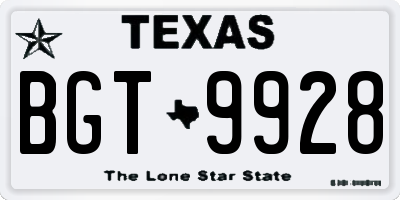 TX license plate BGT9928