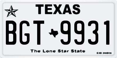 TX license plate BGT9931