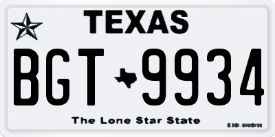TX license plate BGT9934