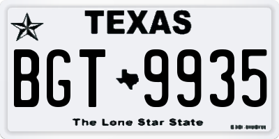 TX license plate BGT9935