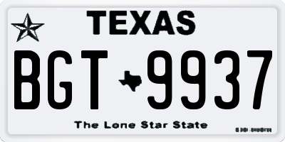 TX license plate BGT9937