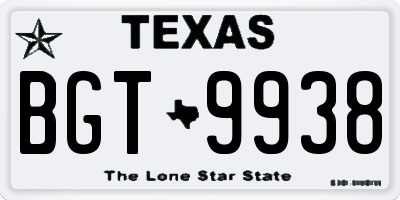 TX license plate BGT9938