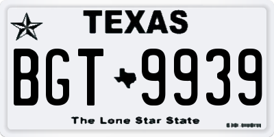 TX license plate BGT9939