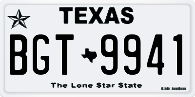 TX license plate BGT9941