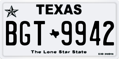 TX license plate BGT9942