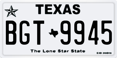 TX license plate BGT9945